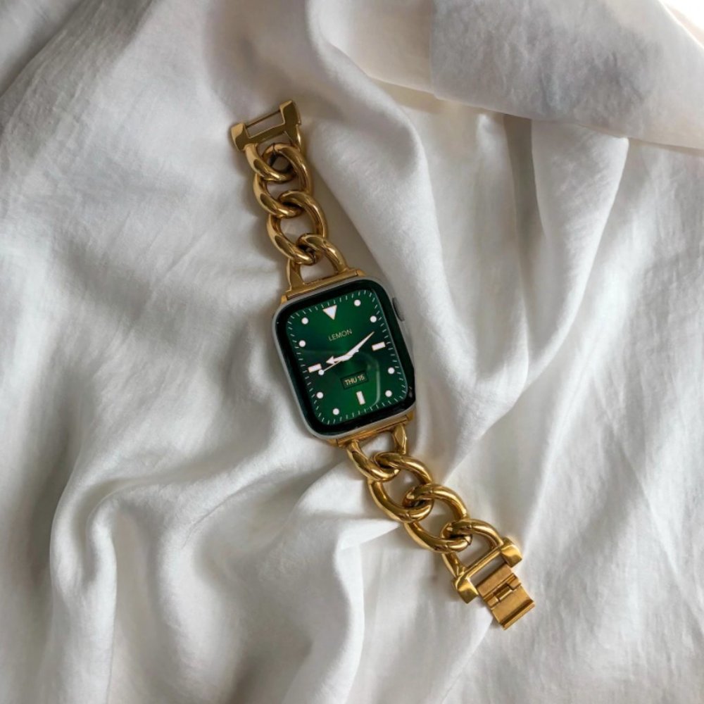 18k Gold Plated 42/44/45mm Apple Watch Bracelet Band